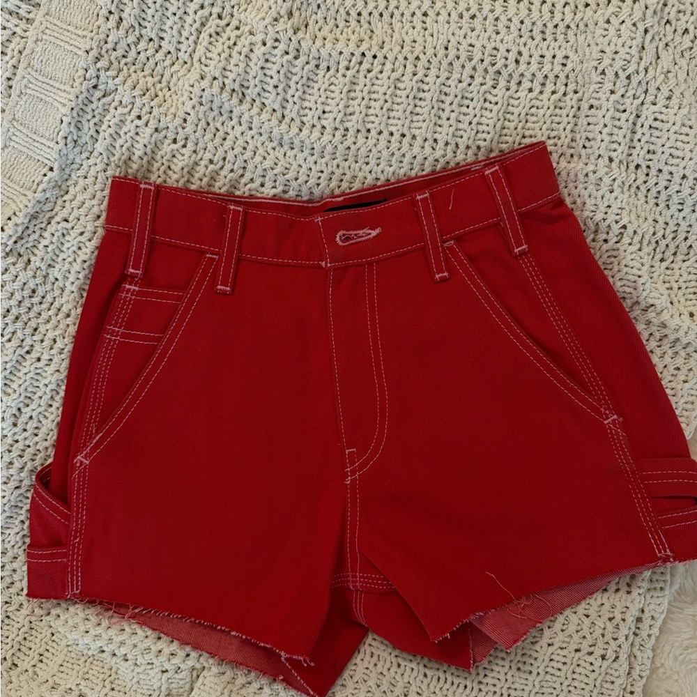 Hudson Jeans | NWOT | ‘Carpenter’ Women's Red Denim Shorts | sz 23 - Picture 5 of 7